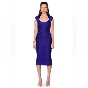 AKIRA Royal Purple Bandage Midi Dress
